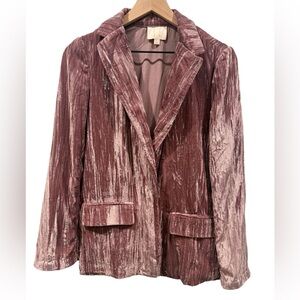 Velvet Textured Pink Rose Blazer Women's Small
